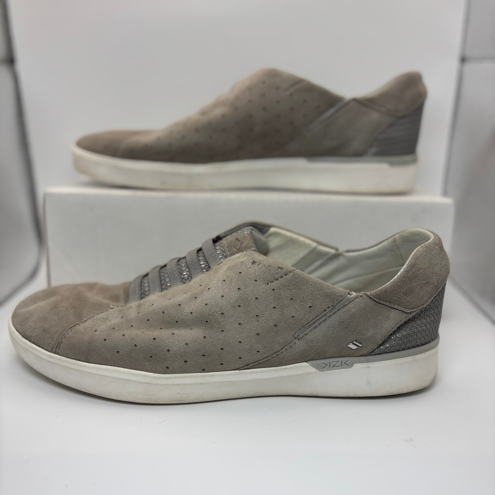 Kizik Women's Size 9.5M Slip-On Sneakers Taupe Suede‎ Hands Free Comfort Shoes